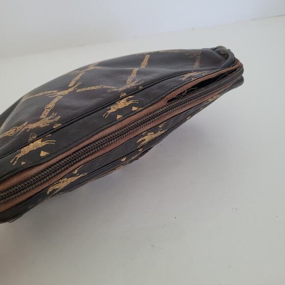 Longchamp Paris Signature Geniue Leather Clutch Brown Pouch Zip Around Bag - Picture 8 of 11